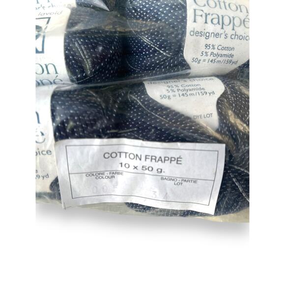 Lot 10 Skeins Elsebeth Lavold COTTON FRAPPE Yarn | #005 Navy & Silver - Picture 3 of 5